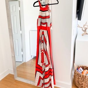 Eliza J Scarf Print Crêpe de Chine Maxi Dress